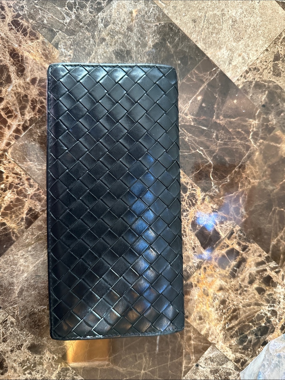 Bottega Veneta Black Intrecciato bi fold Long Wallet